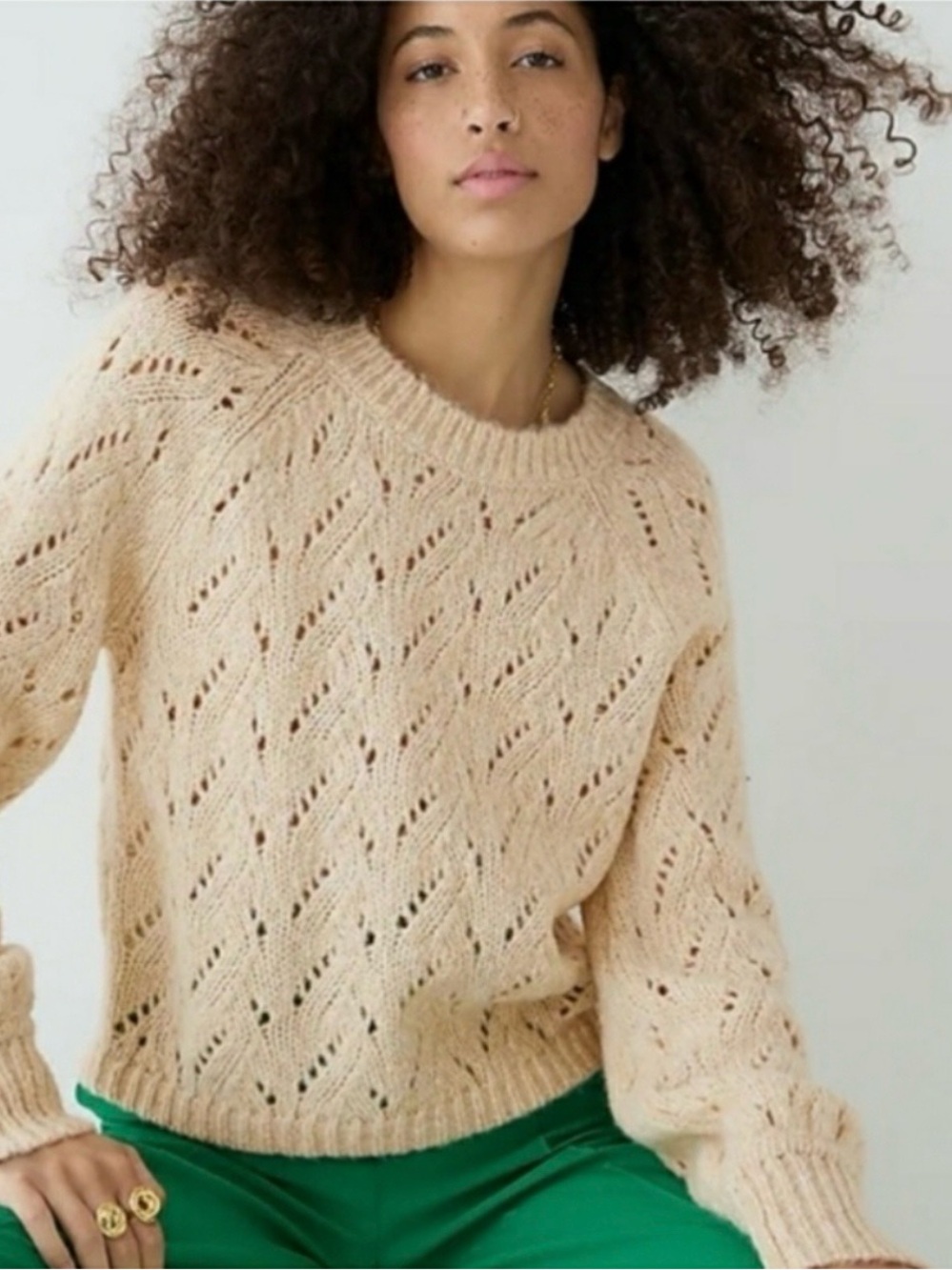 J Crew Pointelle Stitch
Neutral Beige Sweater Size Medium